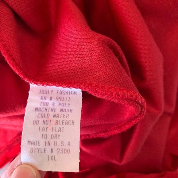 Jouly Women’s Size 1XL Red Floral Crushed Velvet Top Long Sleeve 90’s Vintage - Picture 10 of 10